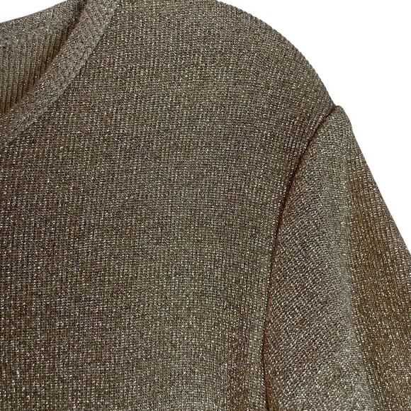 Vintage Kelly Bishop gold metallic short sleeve blouse size 8 - Picture 2 of 5